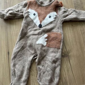 Spanish brand, Charming Fox Knit Kids Footie - Tan and Orange